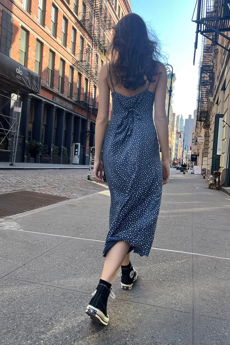 Colleen Floral Slip Dress | Faded Navy With White Floral