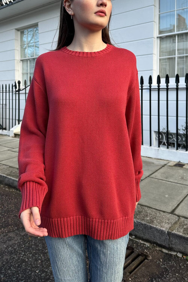 Brianna Cotton Sweater | Red / Oversized Fit