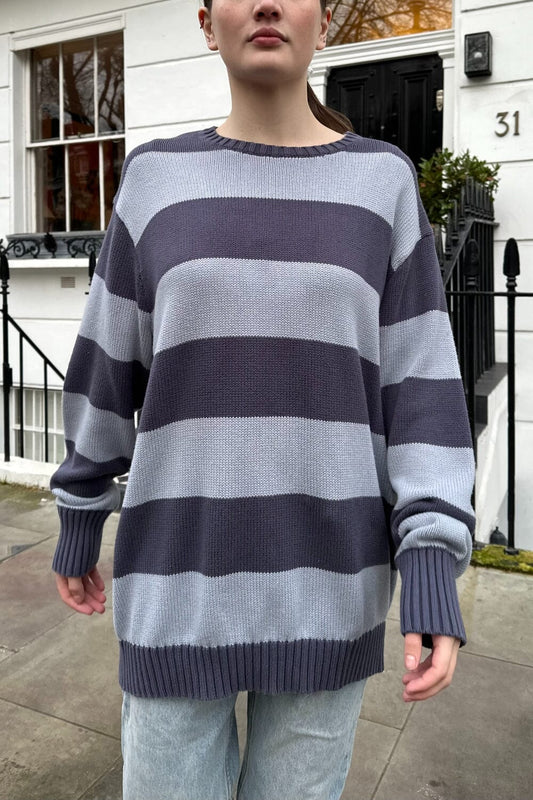 Faded Blue and Light Blue Stripes / Oversized Fit