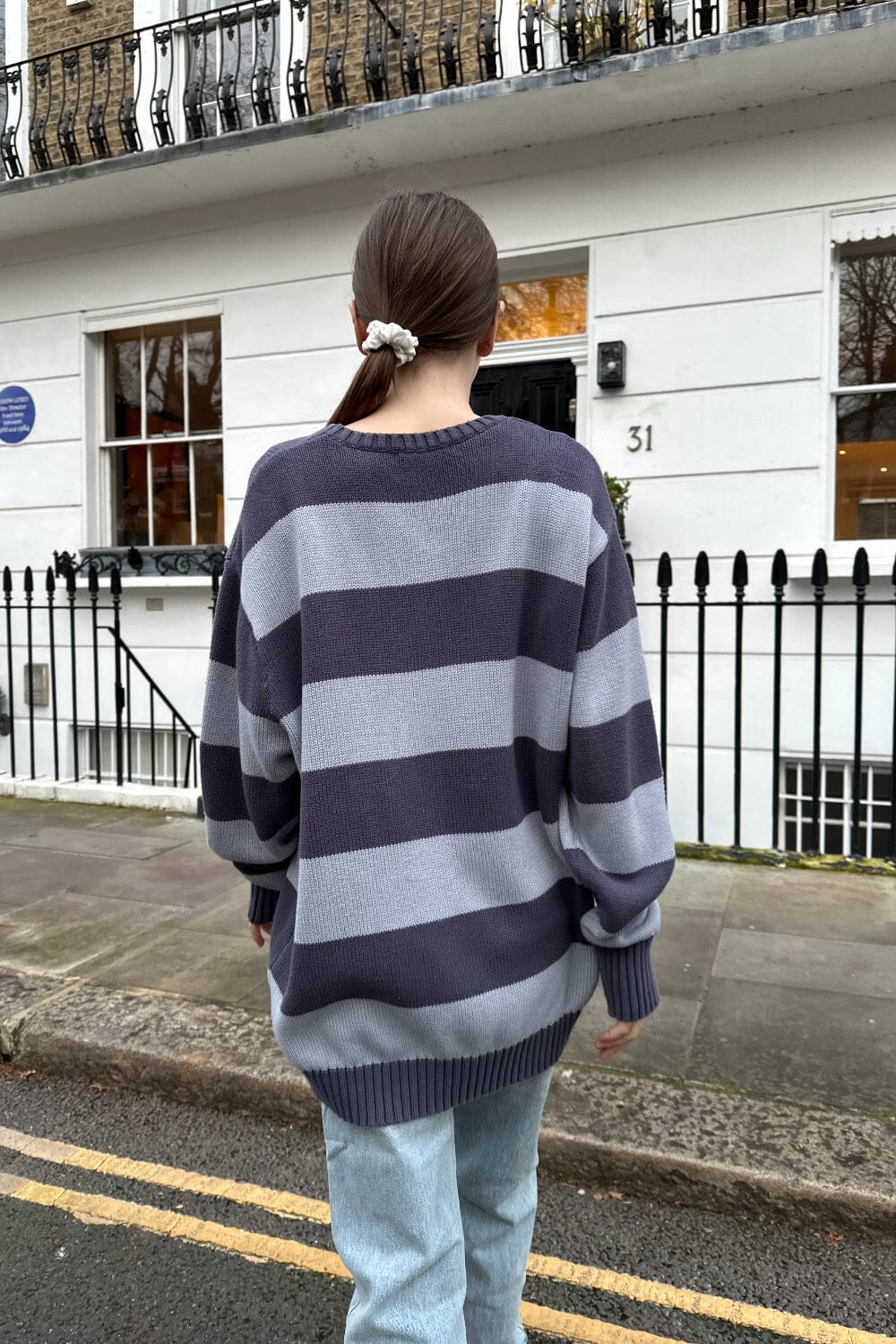 Faded Blue and Light Blue Stripes / Oversized Fit