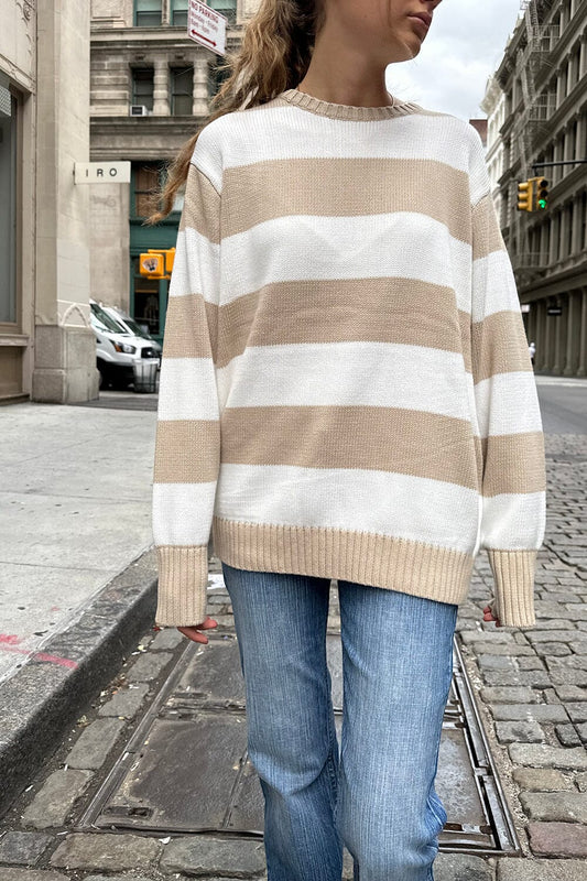 Latte Ivory Stripes / Oversized Fit