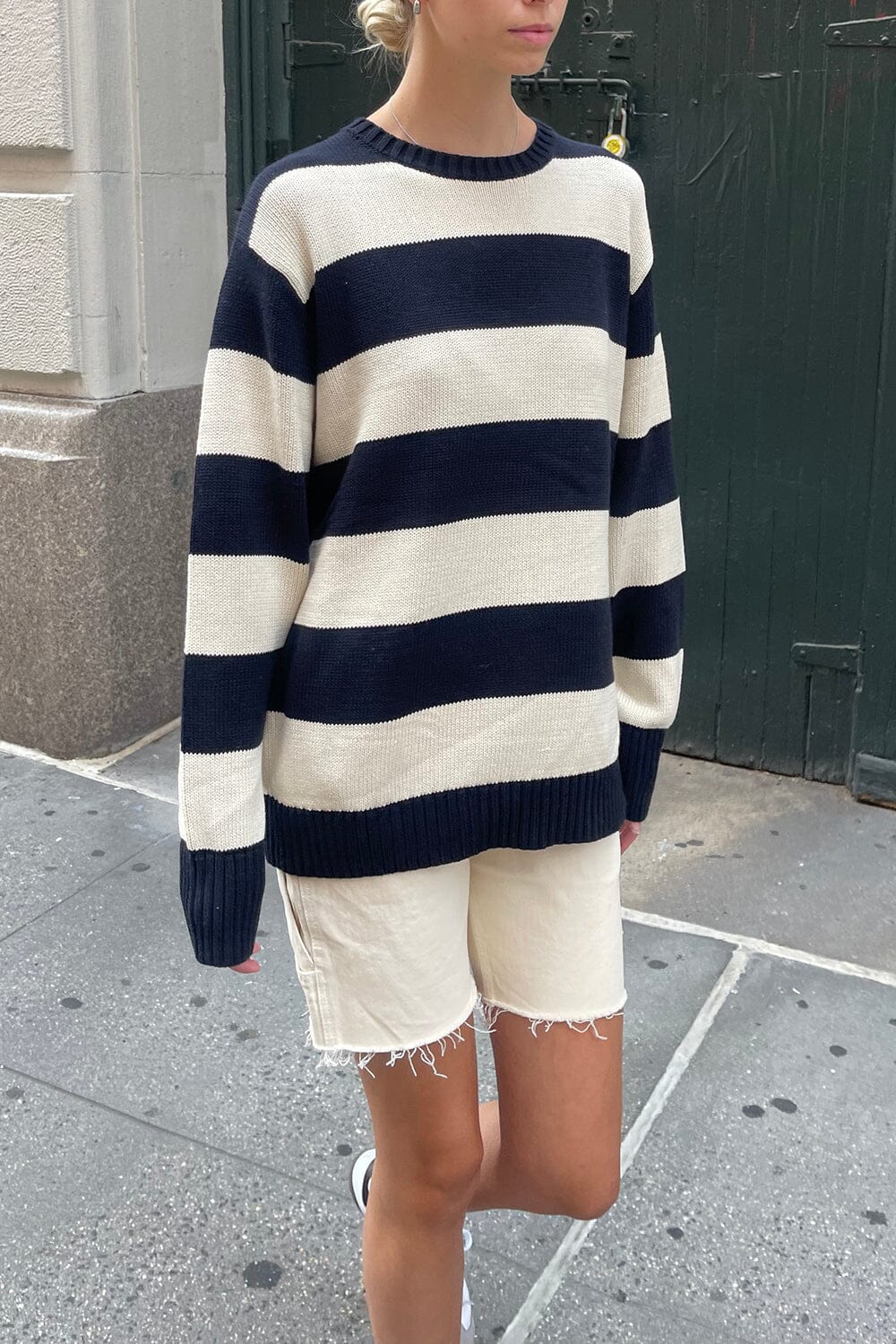 Cable Knit Sweater Green And Blue Striped Sweater Brandy Brianna