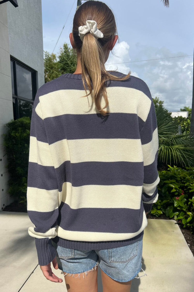 Brianna Sweater | Ivory And Blue / Oversized Fit