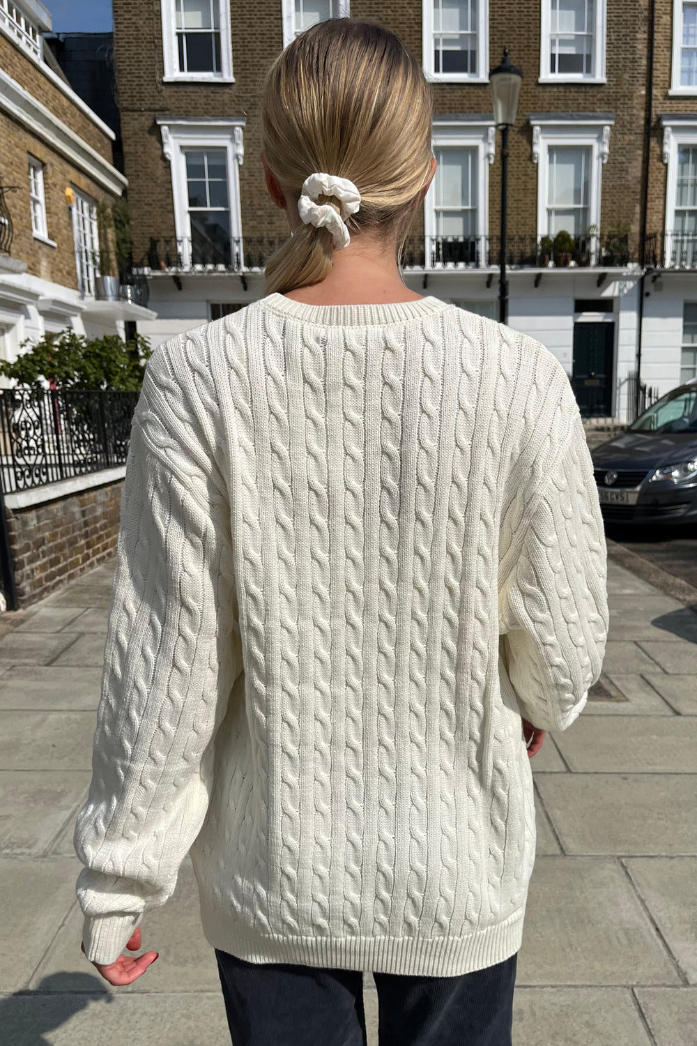 Brianna Cotton Cable Knit Sweater | Off White