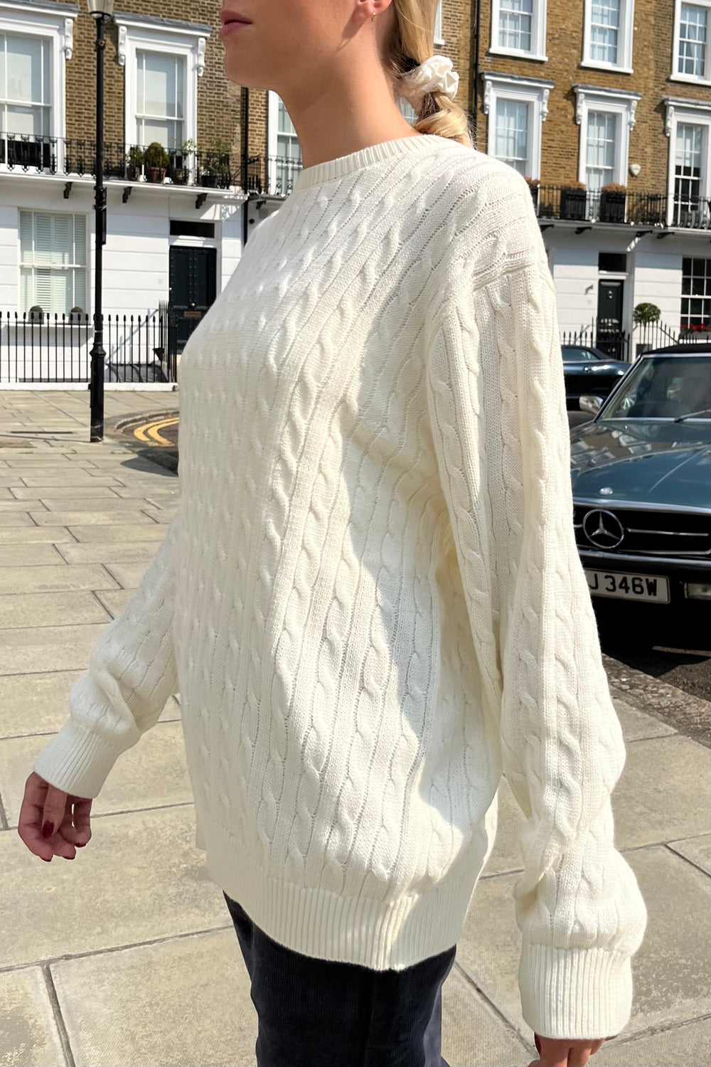 Brianna Cotton Cable Knit Sweater | Off White
