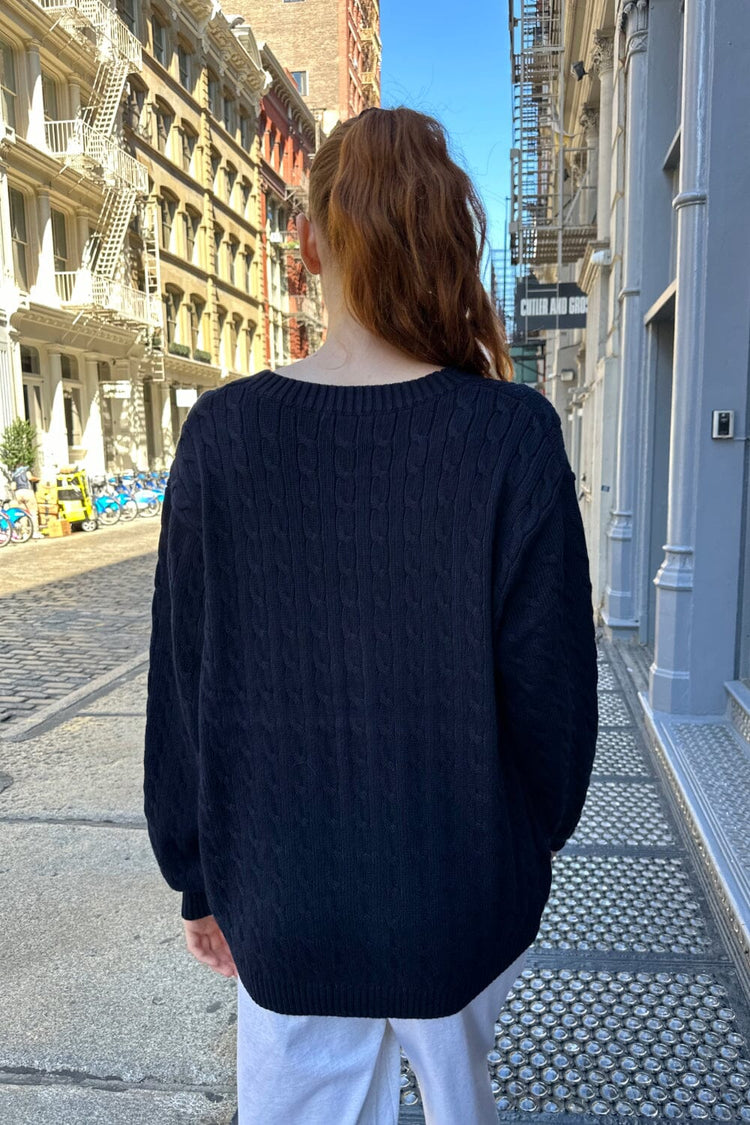 Amber Cable Knit Sweater | Blue / Oversized Fit