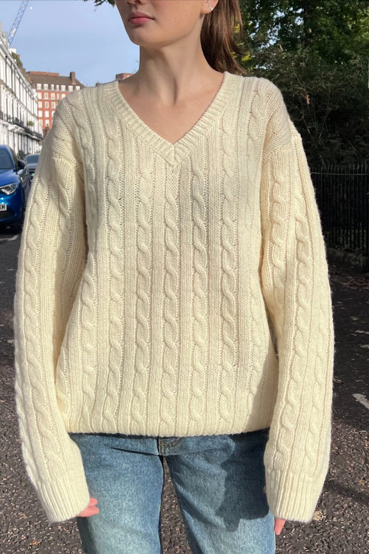 Nikki Wool Sweater | Ivory / Oversized Fit