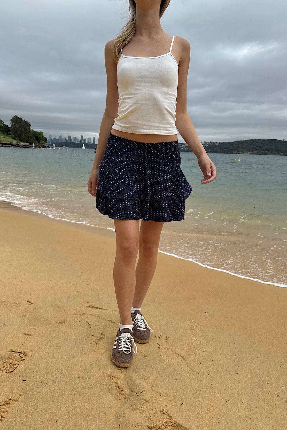 Navy with White Polka Dots