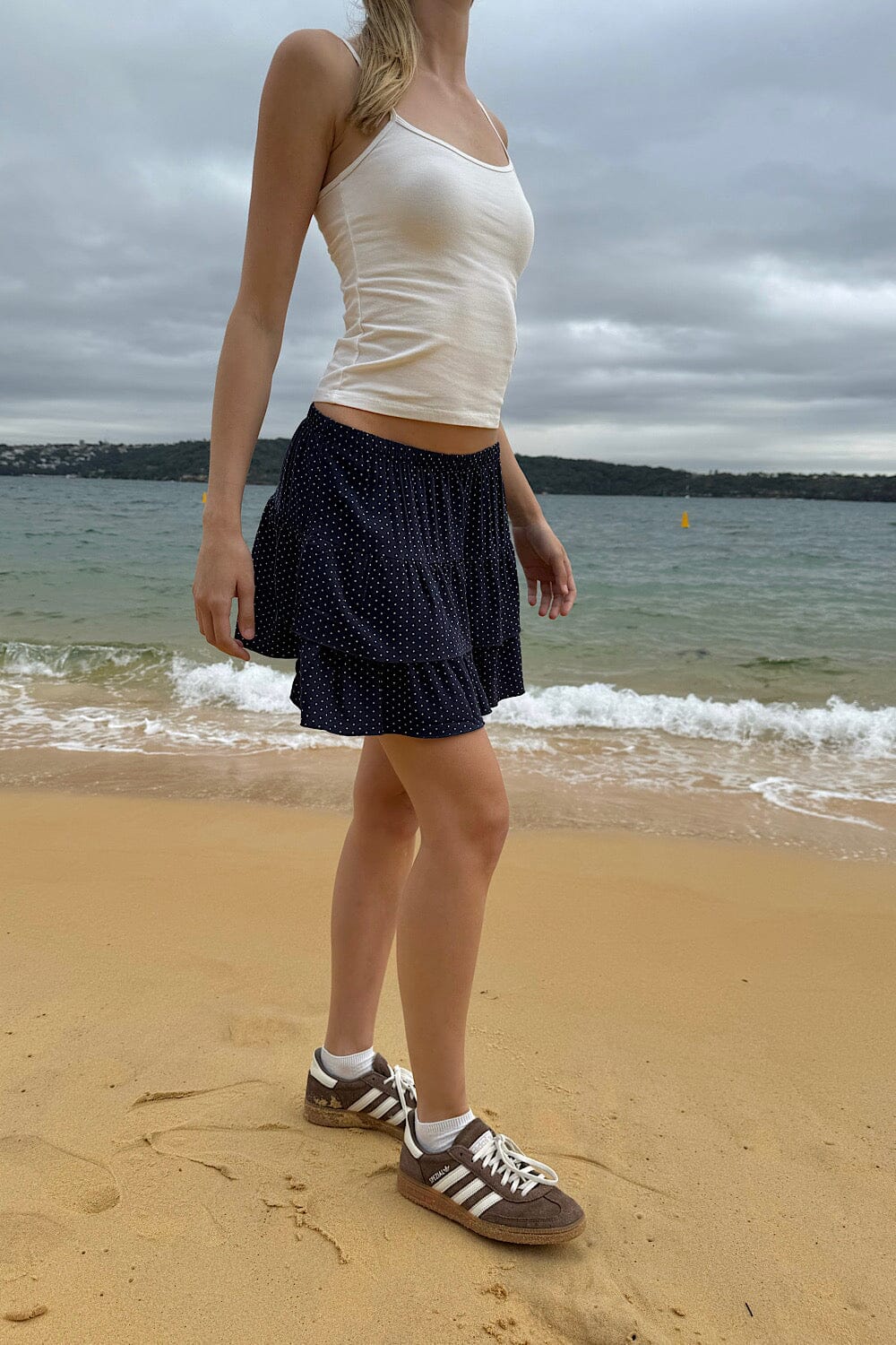 Navy with White Polka Dots