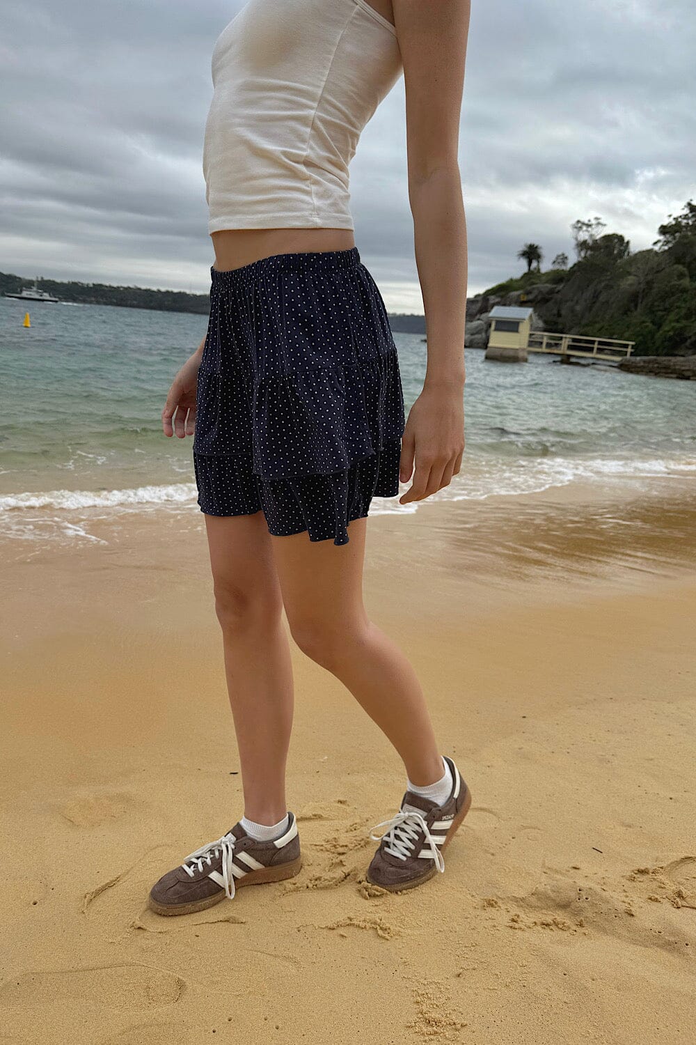 Navy with White Polka Dots