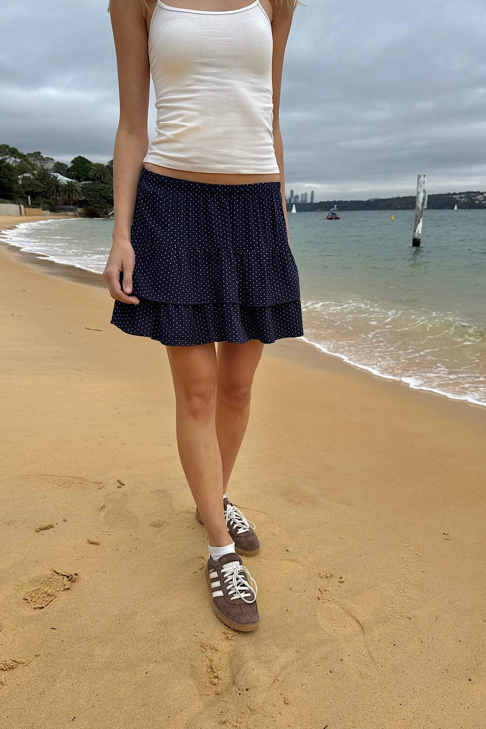 Navy with White Polka Dots