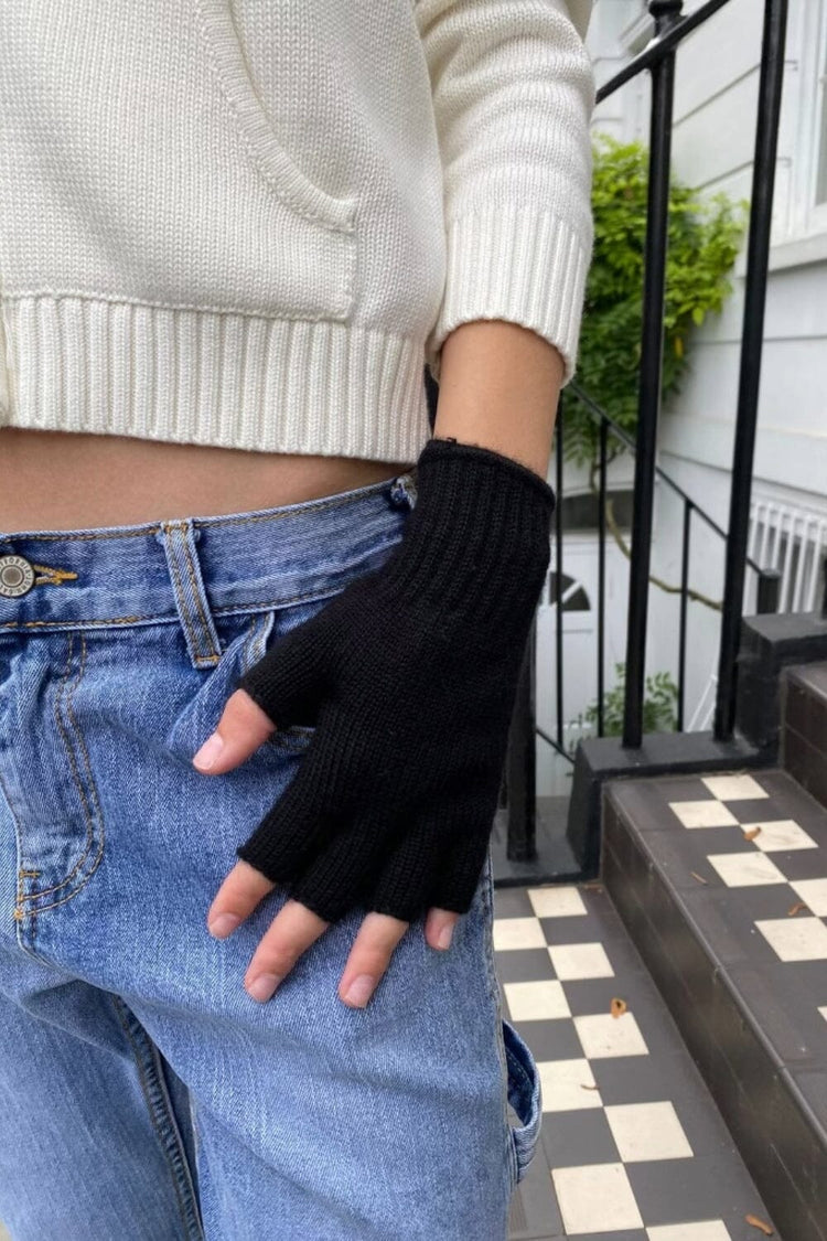 Fingerless Wool Gloves | Black