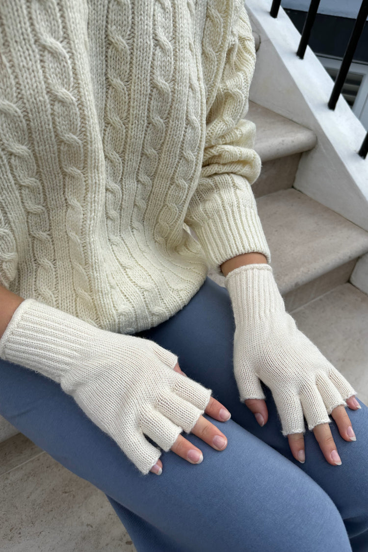 Fingerless Wool Gloves | Ivory