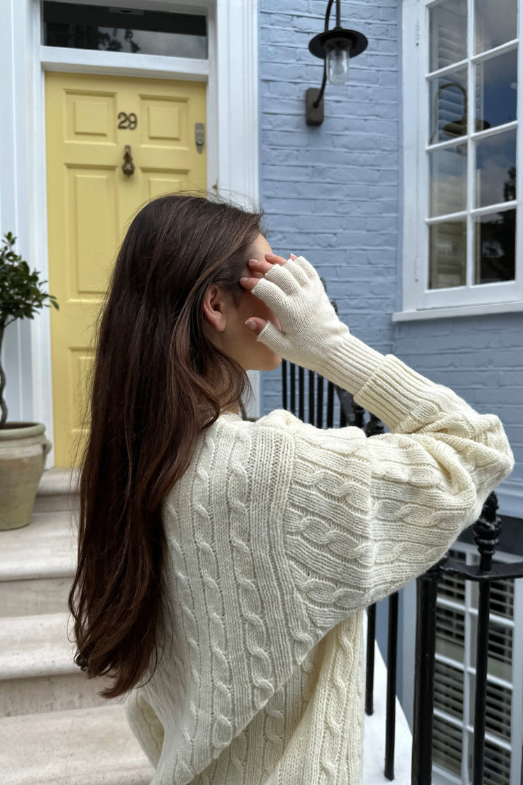 Fingerless Wool Gloves | Ivory