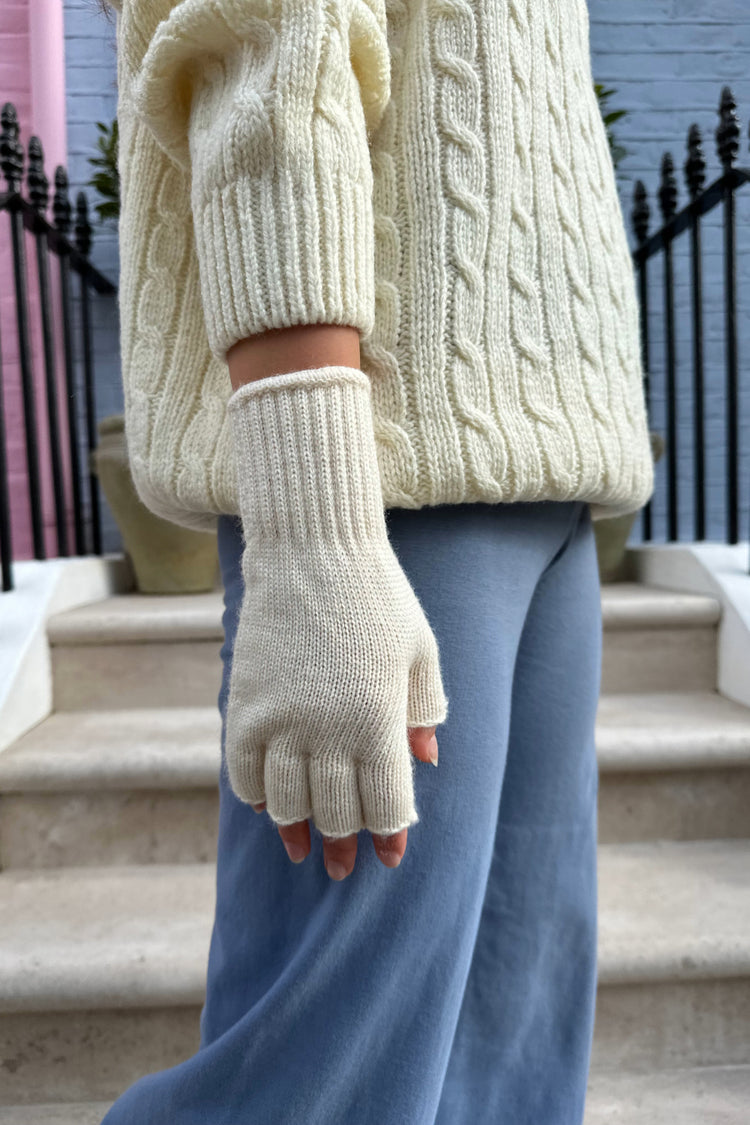 Fingerless Wool Gloves | Ivory