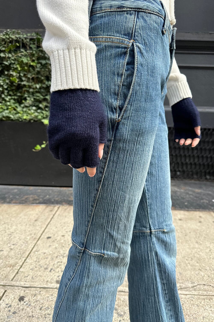 Fingerless Wool Gloves | Navy Blue