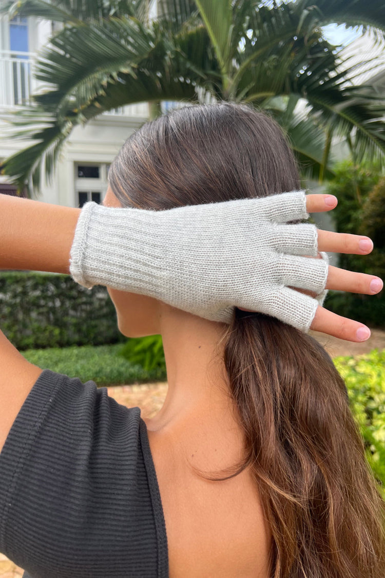 Fingerless Wool Gloves | Light Heather Grey