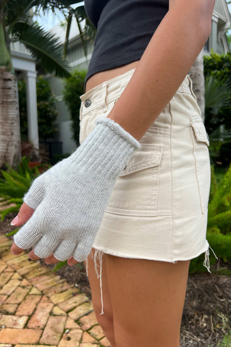 Fingerless Wool Gloves | Light Heather Grey