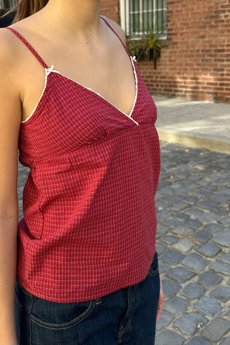 Edith Plaid Tank | Red and White Plaid / S