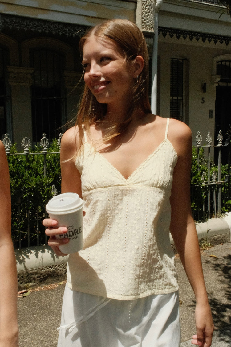 Edith Pointelle Tank | Pastel Yellow / XS/S