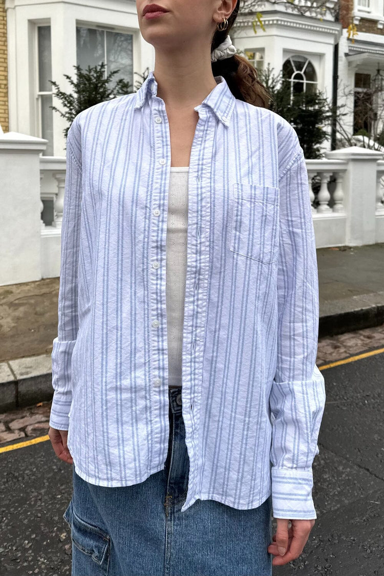 Stephanie Stripe Top | Light Blue And Double White Stripes / S/M