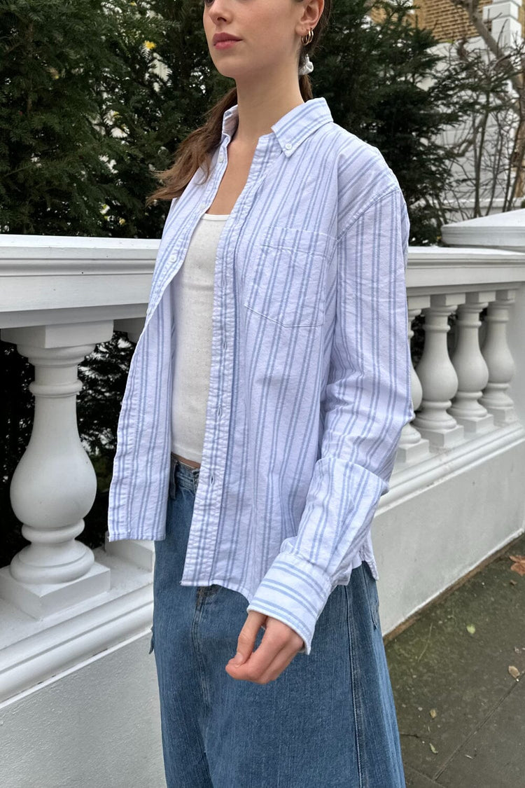 Stephanie Stripe Top | Light Blue And Double White Stripes / S/M