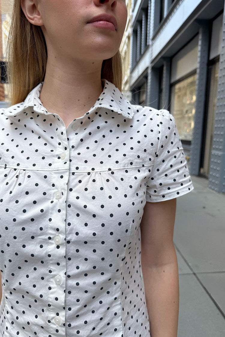 Teagan Polka Dots Top | White with Navy Polka Dots / XS/S
