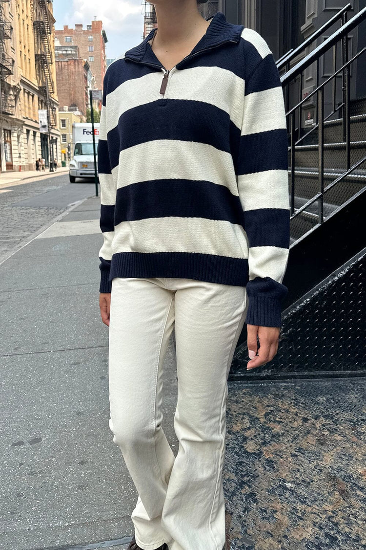 White With Navy Blue Stripes