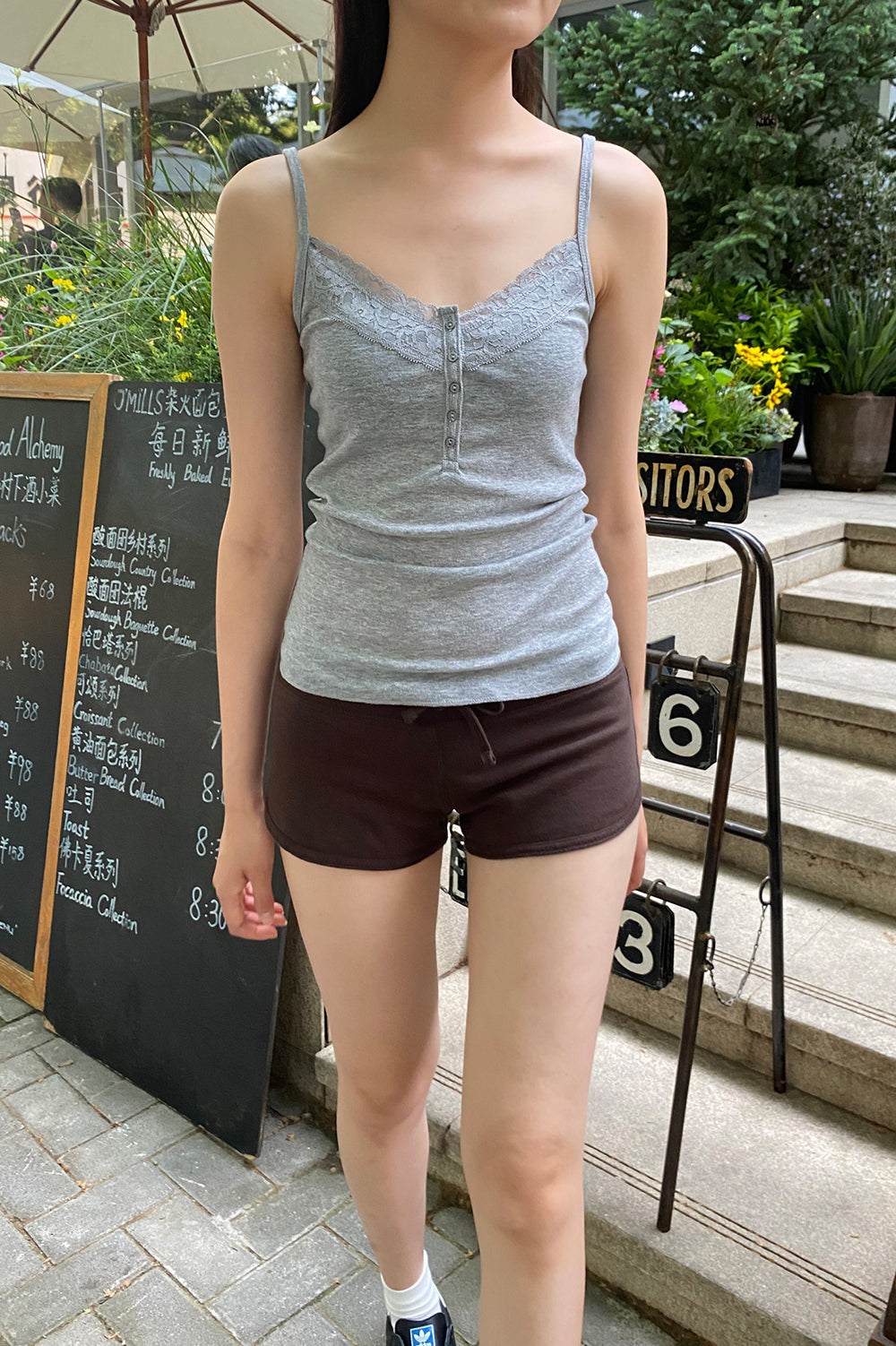 Arden lace Tank | Grey / XS/S
