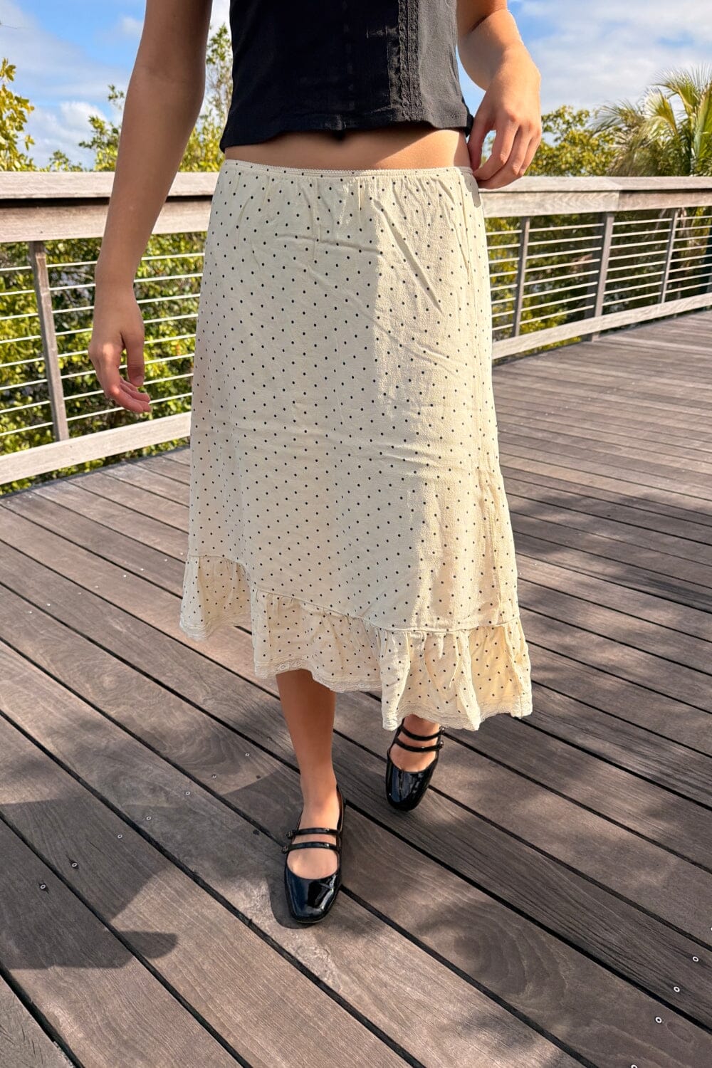 Justine Polka Dots Skirt | Ivory with Faded Black Polka Dots / XS/S