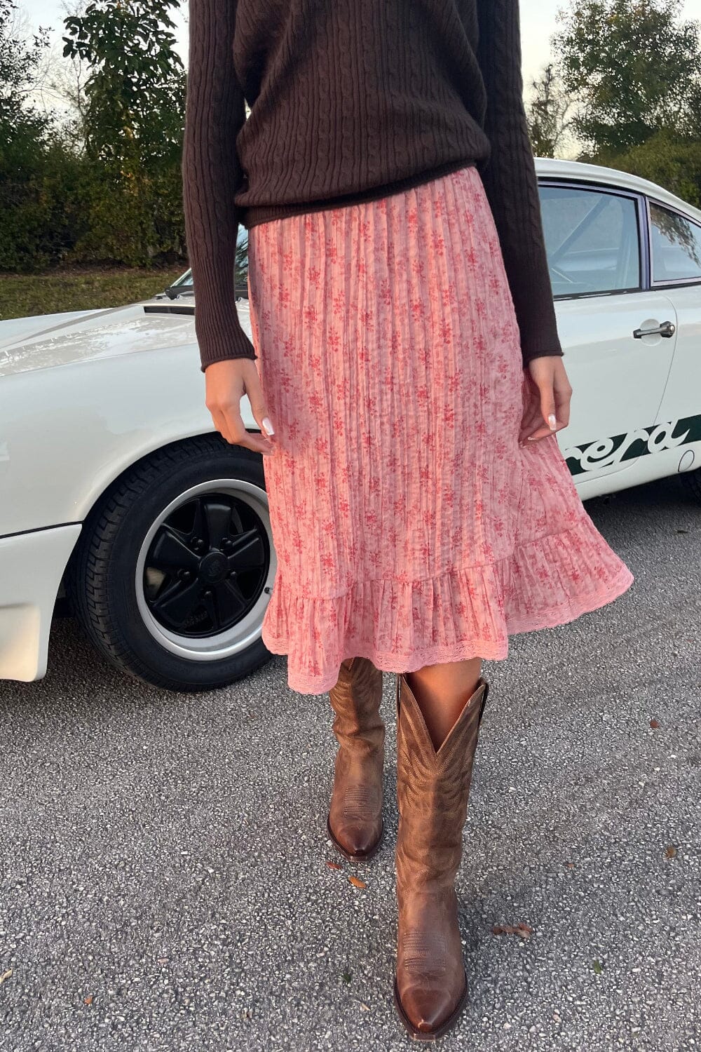 Justine Flower Skirt | Dusty Pink Flower / XS/S