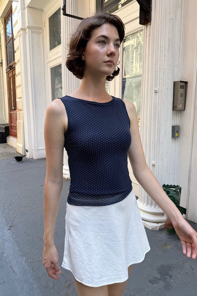 Kathleen  Polka Dots Top | Navy Blue with White Polka Dots / XS/S