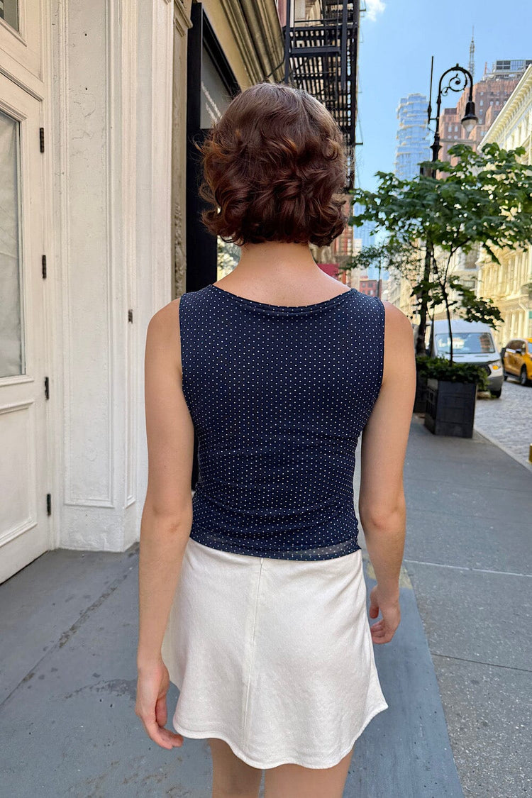 Kathleen  Polka Dots Top | Navy Blue with White Polka Dots / XS/S