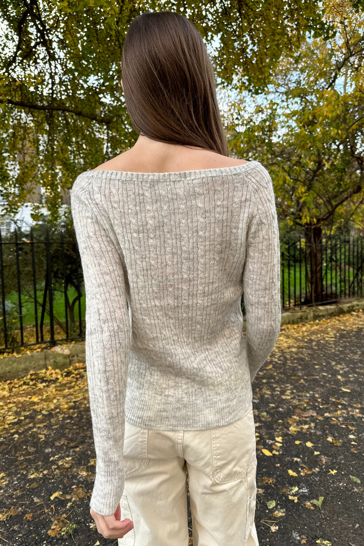 Bonnie Cotton Cable Knit Top | Light Heather Grey / XS/S