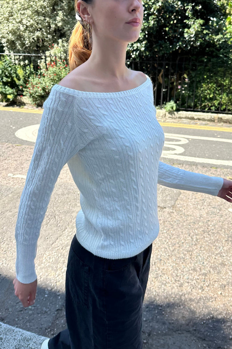 Bonnie Cotton Cable Knit Top | Natural White / XS/S