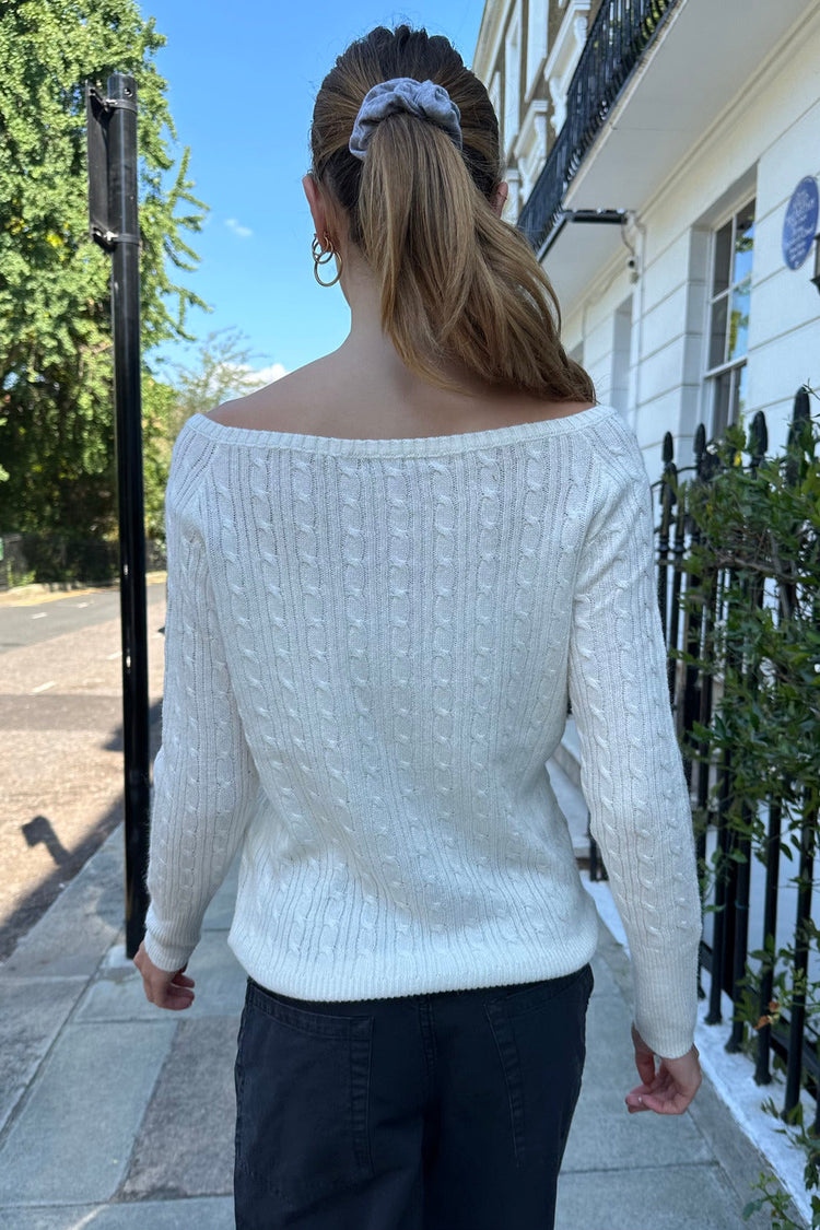 Bonnie Cotton Cable Knit Top | Natural White / XS/S