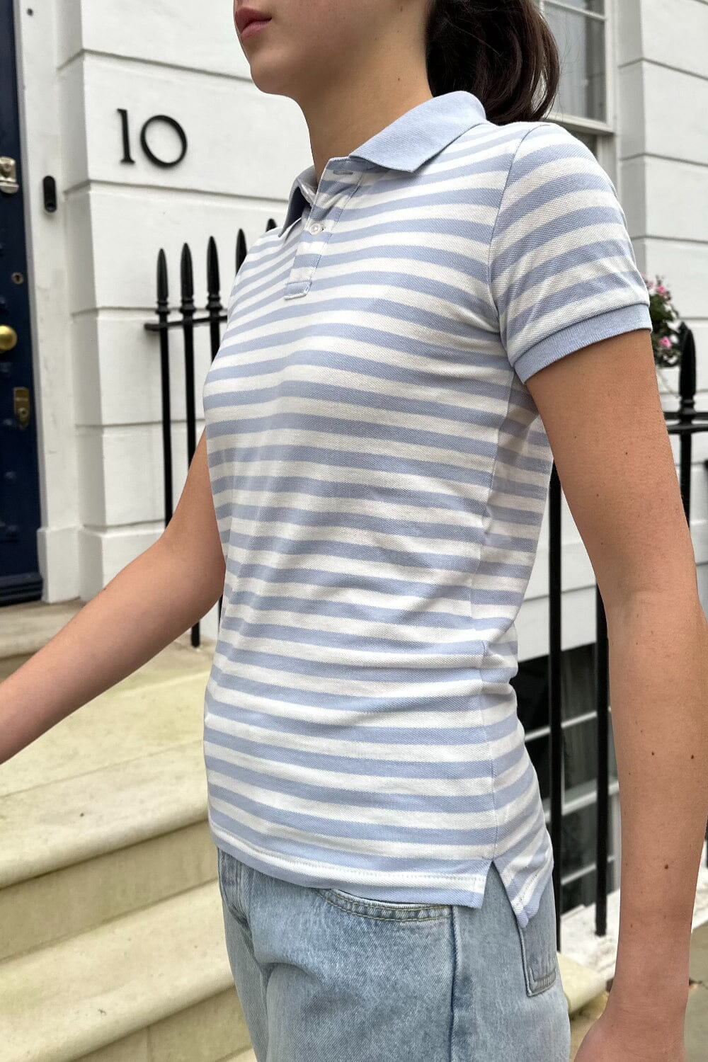 Lorrin Striped Top | Light Blue White Stripes