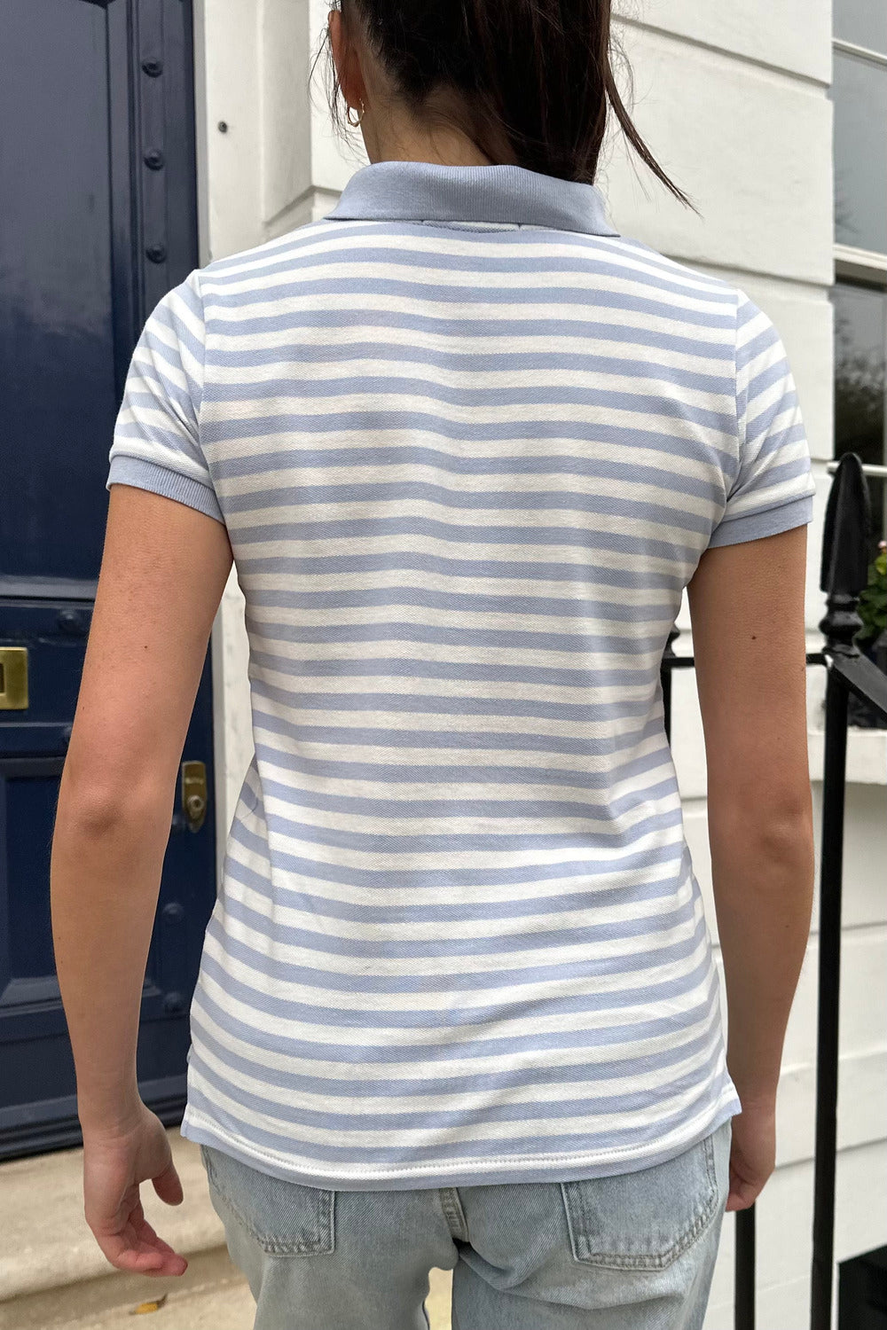 Lorrin Striped Top | Light Blue White Stripes