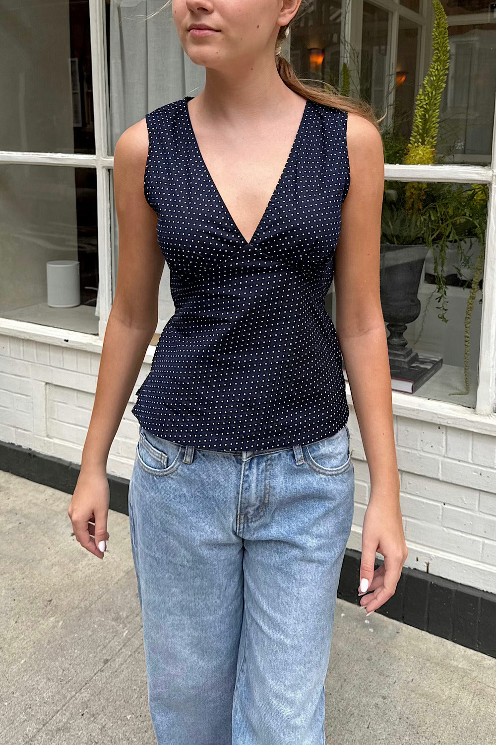 Navy With White Polka Dots / XS/S