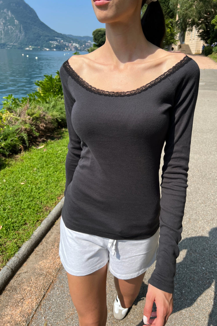 Larissa Long Sleeve Top | Faded Black / XS/S