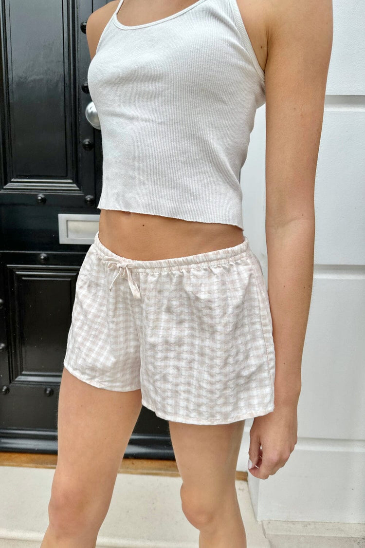 Mary Lou Sweatshorts | Light pink and White heart Gingham / XS/S