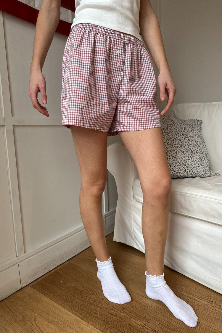 Keira Long Gingham Boxer Shorts | Red Gingham / XS/S