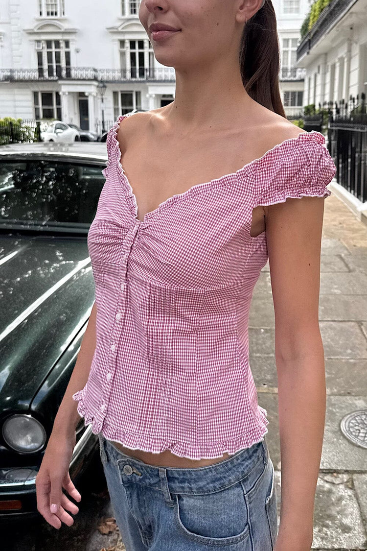 Elena Gingham Top | Red Gingham / XS/S