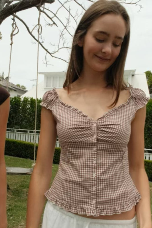 Brown And Ivory Checkered / XS/S