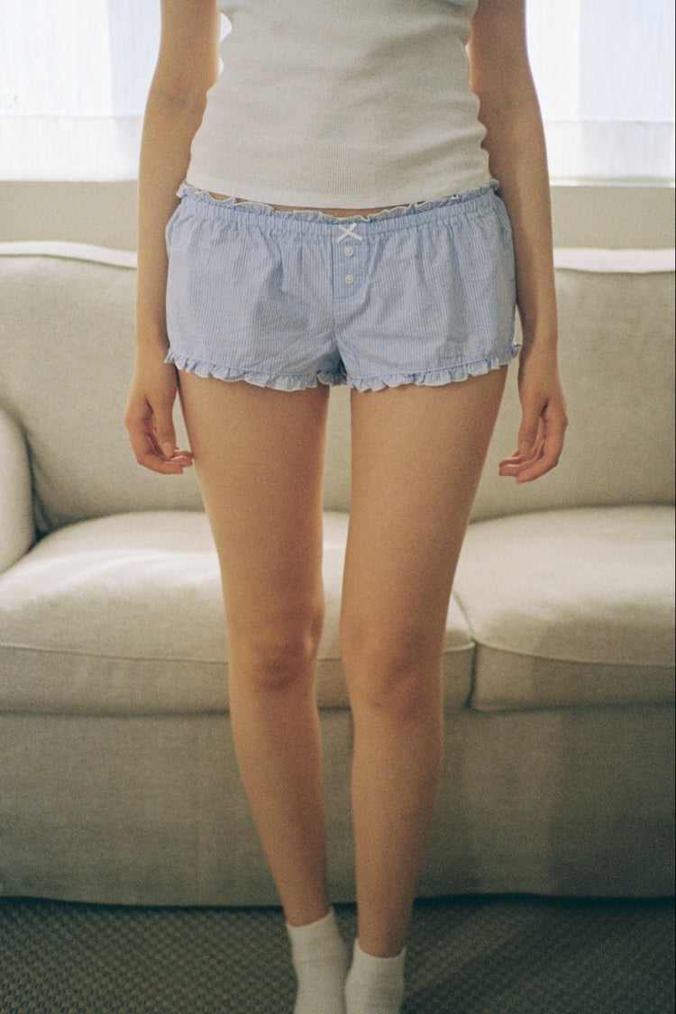 Poppy Striped Shorts | Light-blue and navy stripes / XS/S