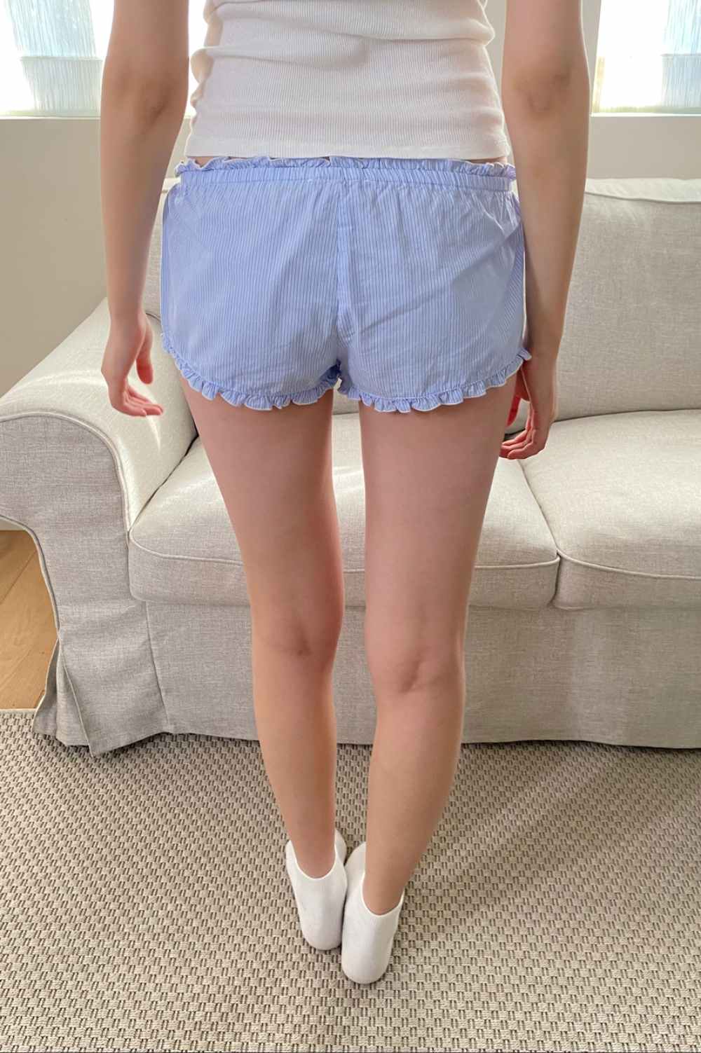 Poppy Striped Shorts | Light-blue and navy stripes / XS/S