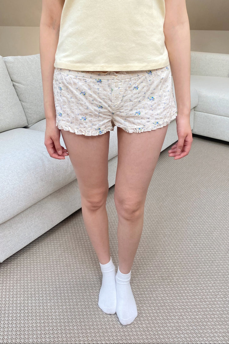 Mary Shorts | Ivory and navy florals / XS/S