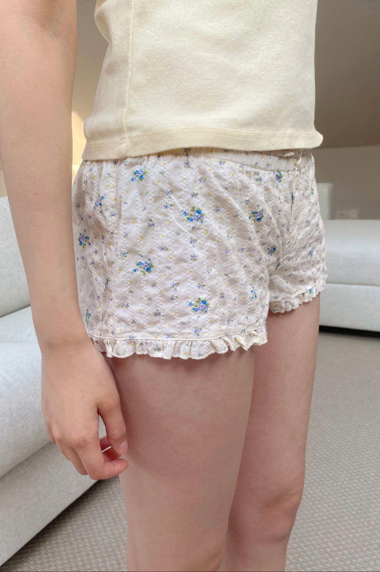 Mary Shorts | Ivory and navy florals / XS/S