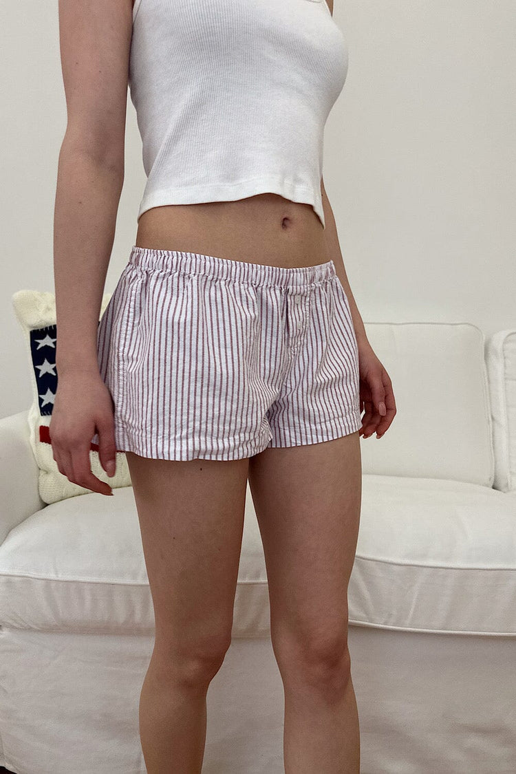 Keira Pajama Shorts | Roseate and White Stripe / XS/S