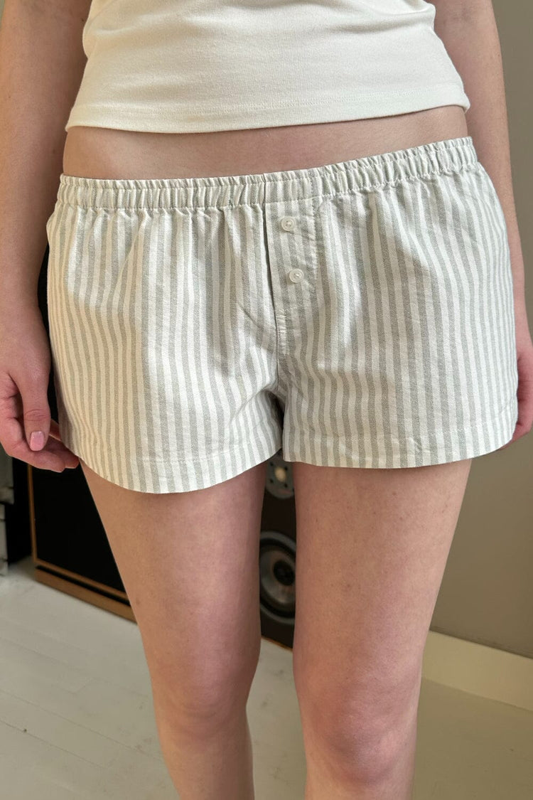 Keira Pajama Shorts | White With Beige Stripes / XS/S